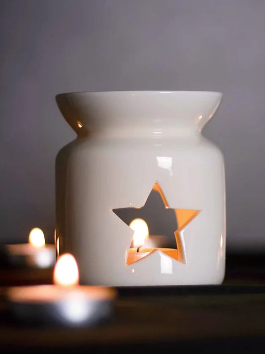 Wax Melt Burner | White | Star | Large Home Fragrance Accessories Freckleface 