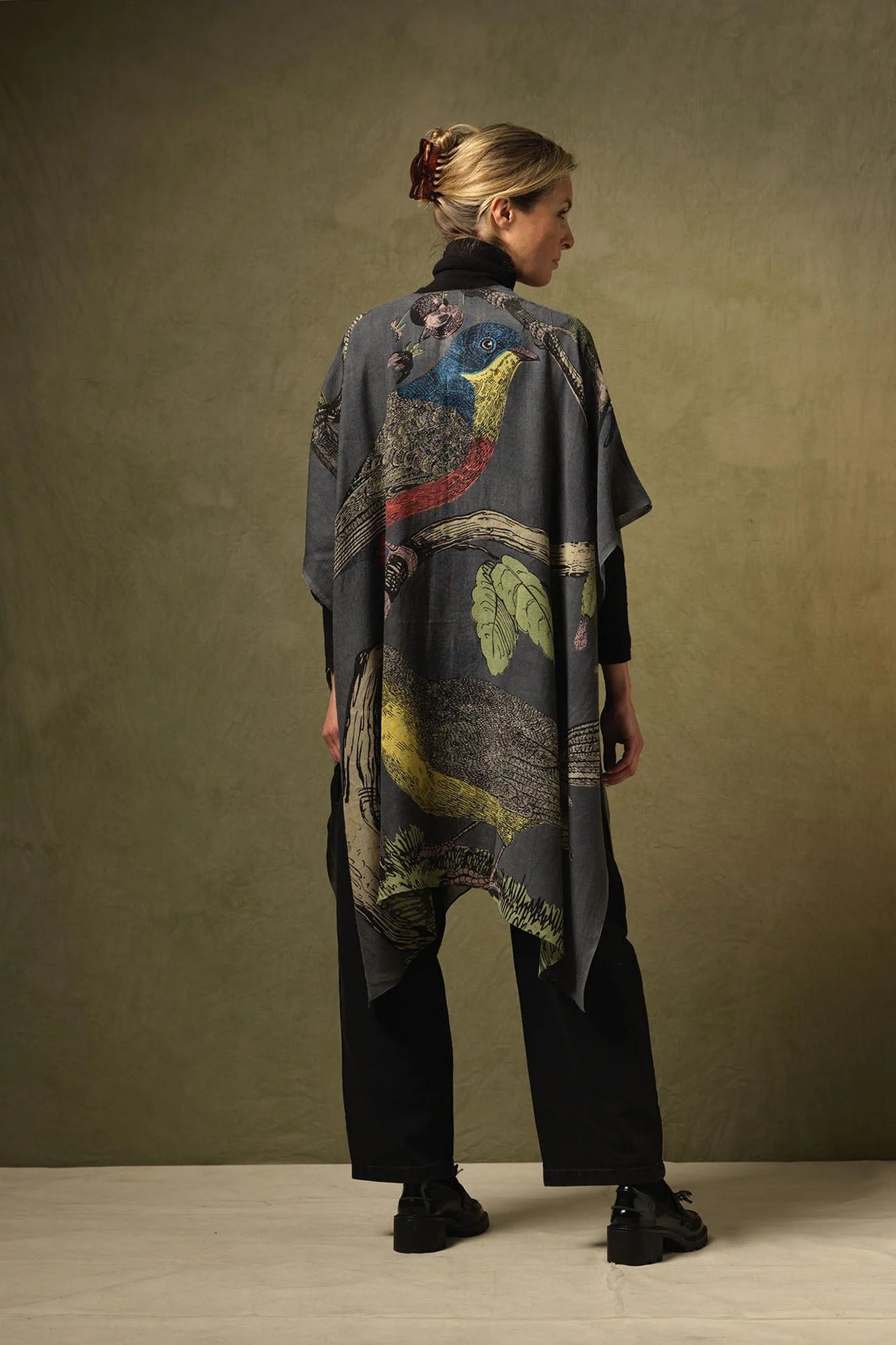 Wool Throwover | Bird | Ink Casual Kimonos One Hundred Stars 