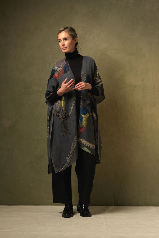 Wool Throwover | Bird | Ink Casual Kimonos One Hundred Stars 